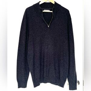 Denver Hayes Men’s XL Charcoal Grey Quarter Zip Mock Neck Sweater Grandpa Core